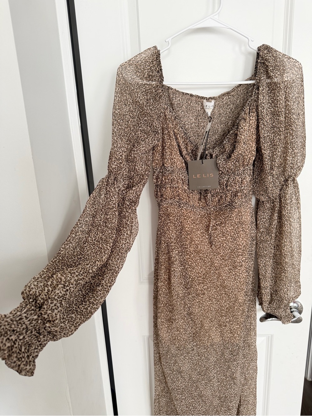 Le Lis Brown Animal Print Long Sleeve Midi/Dress Size M